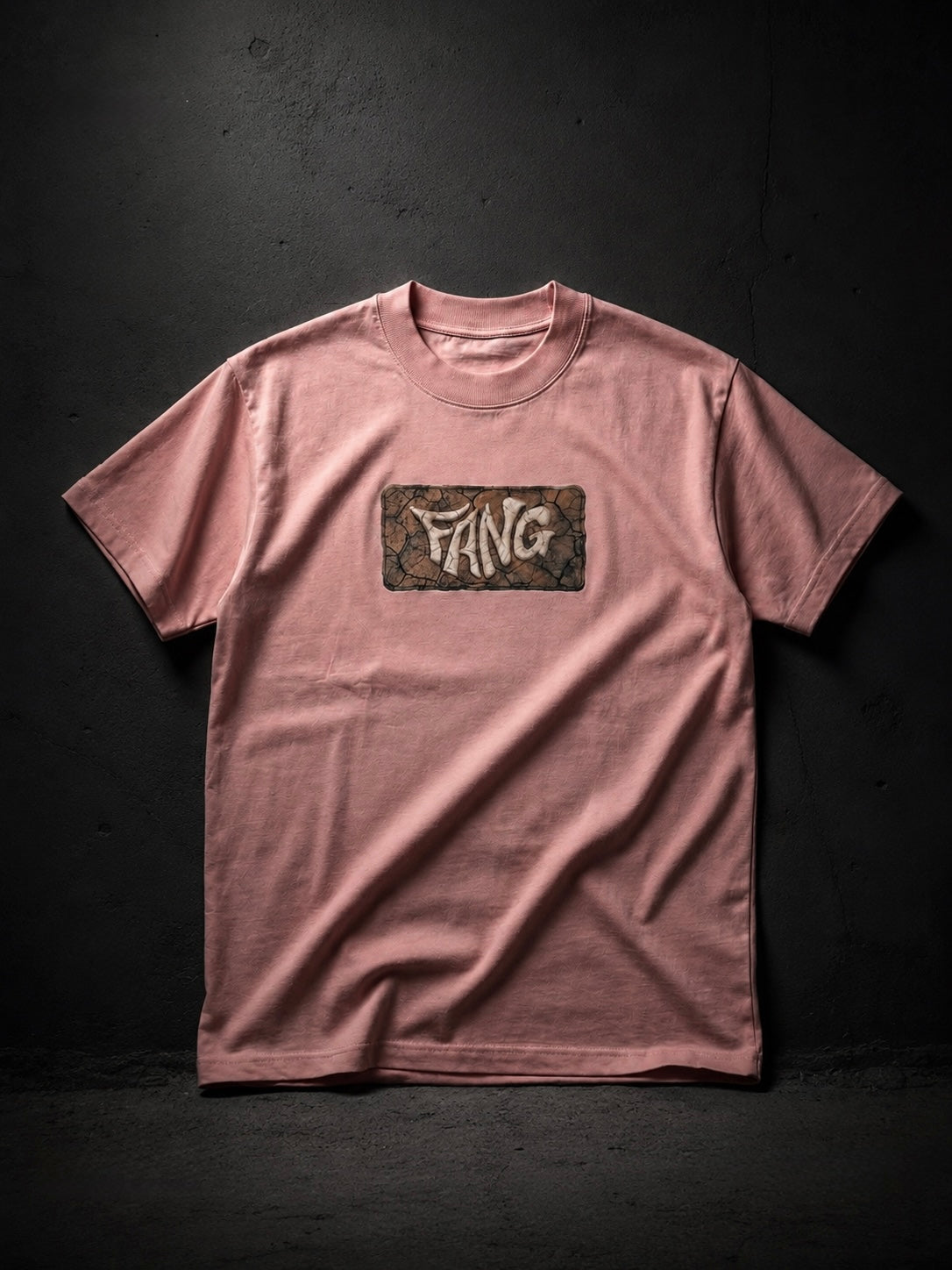 Camiseta FANG SYNDICATE – serigrafía logobox efecto barro frontal, streetwear Valencia, edición limitada First Bite